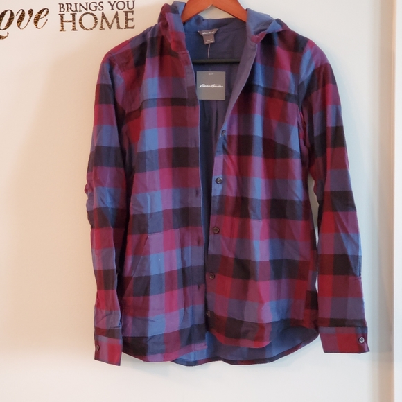 Eddie Bauer Tops - Eddie Bauer Hooded Flannel